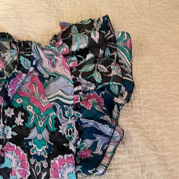 Maria Cher multicolored blouse short sleeve top ruffle sleeves small - Picture 3 of 5